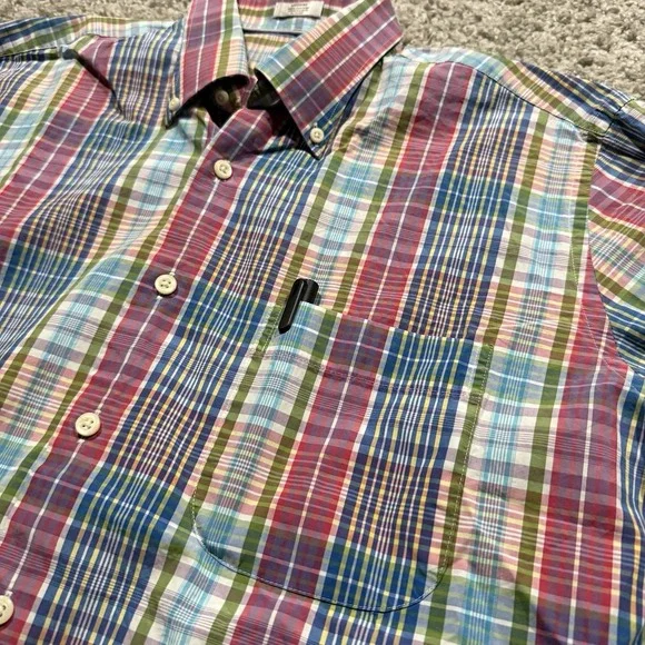 Peter Millar Plaid Button Up Long Sleeve Shirt Men's SZ M Multicolor 100% Cotton - Picture 4 of 9